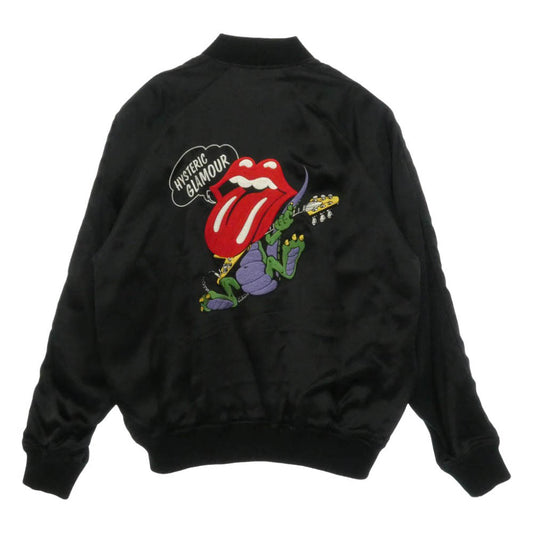 HYSTERIC GLAMOUR ヒステリックグラマー 25AW 02253AB12 THE ROLLING STONES ローリングストーンズ スカジャン サテン ジャケット ブラック系 XL【極上美品】【中古】