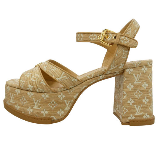 LOUIS VUITTON ルイ・ヴィトン 1AHOEG モノグラム ラフィア マヤ サンダル ベージュ系 ブラウン系 40【新古品】【未使用】【中古】