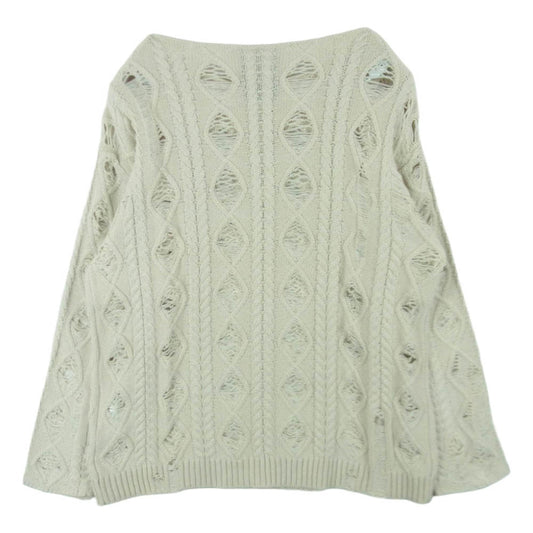 HYSTERIC GLAMOUR ヒステリックグラマー 25AW 01253NS01 SIENA BARNES HYS ROCK クラッシュ加工 ステンシル ニット セーター ベージュ系 FREE【中古】