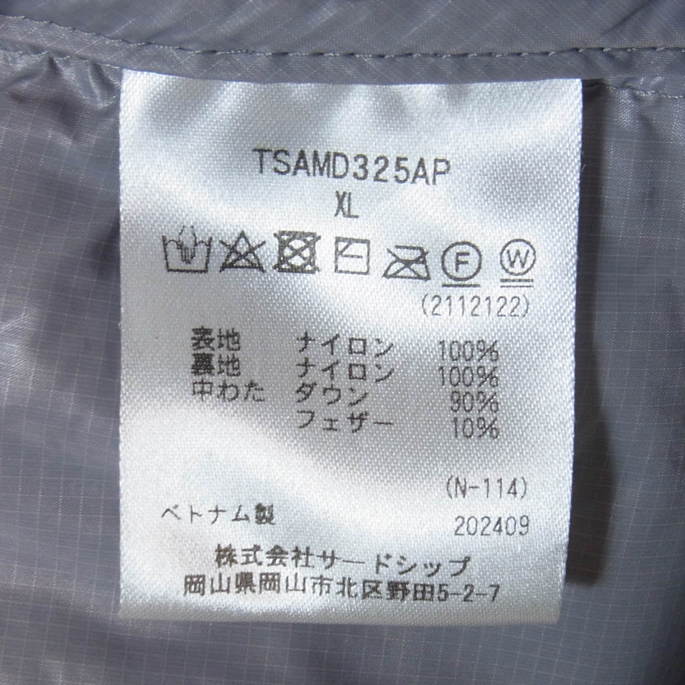 MARMOT マーモット STABRIDGE スタブリッジ TSAMD325AP × STABRIDGE スタブリッジ 750FP DOWN T-SHIRT ダウン Tシャツ 半袖 ジャケット グレー系 XL【美品】【中古】