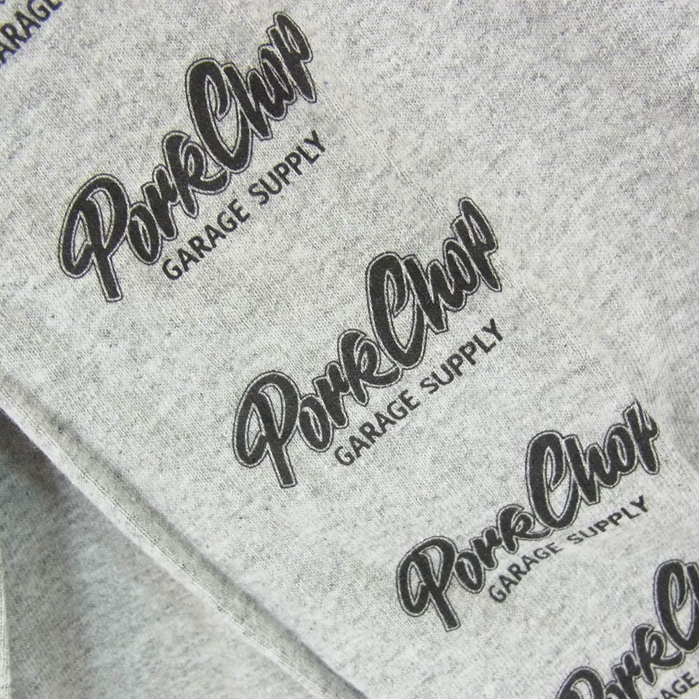 PORKCHOP ポークチョップ SCRIPT LOGO ロングスリーブ 丸首 クルーネック プリント 長袖 Tシャツ グレー系 M【中古】