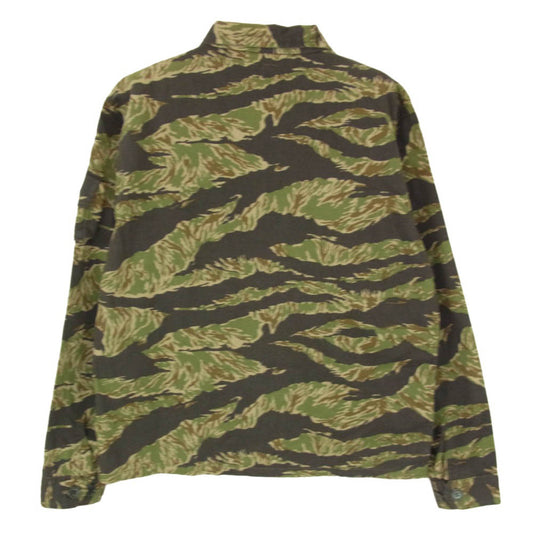 TENDERLOIN テンダーロイン T-BAMBOO SHT タイガーカモ バンブー シャツ ジャケット カーキ系 XS【中古】