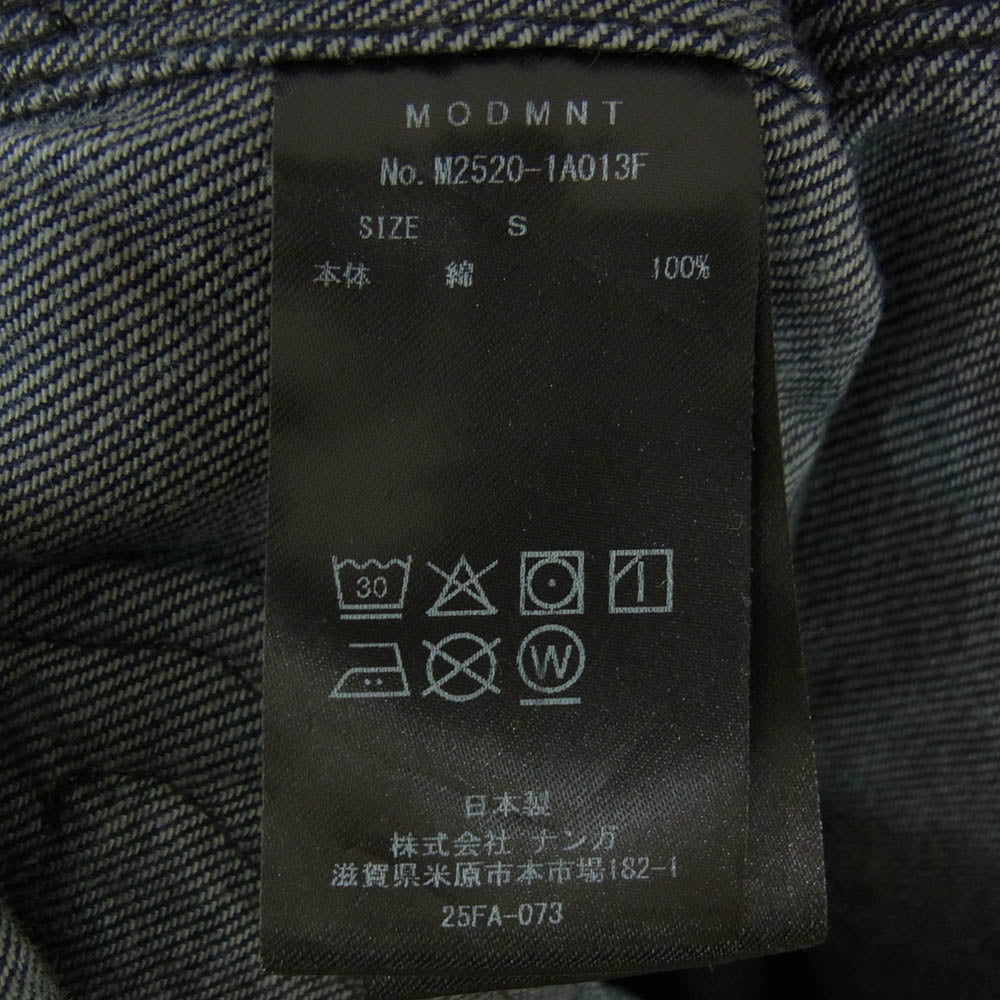 モドメント 25AW M2520-1A013F ZIP TRUCKER JKT ジップ トラッカー ジャケット 襟コーデュロイ デニムジャケット インディゴブルー系 S【美品】【中古】
