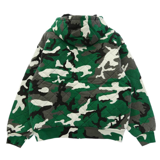 Supreme シュプリーム 25AW Quilted Zip Up Hooded Sweatshirt キルティング ジップアップ フーデッド スウェットシャツ ジップパーカー フーディー グリーン系 L【極上美品】【中古】