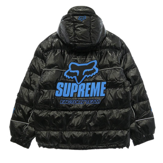 Supreme シュプリーム 25AW x Fox Racing フォックスレーシング Shiny Down Puffer Jacket シャイニー ダウン パファー ジャケット Lサイズ ブラック系 L【極上美品】【中古】