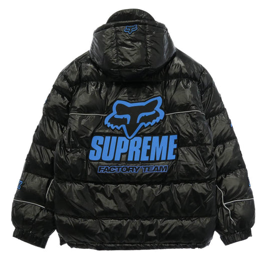 Supreme シュプリーム 25AW x Fox Racing フォックスレーシング Shiny Down Puffer Jacket シャイニー ダウン パファー ジャケット Mサイズ ブラック系 M【極上美品】【中古】