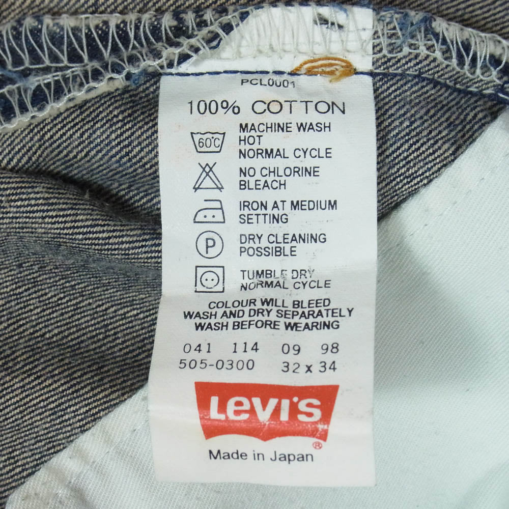 Levi's リーバイス 505-0300 ボタン裏J41刻印 日本製 ジップフライ デニムパンツ ジーンズ インディゴブルー系 32【中古】