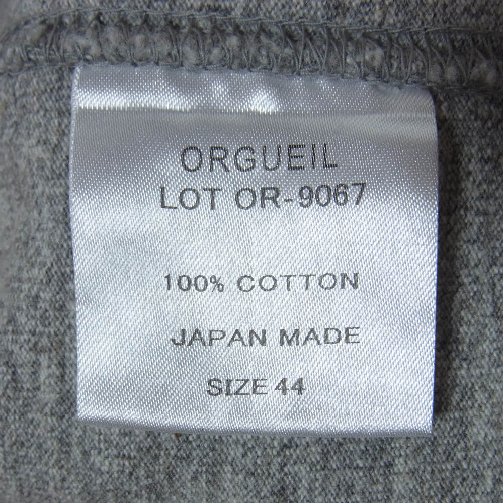 ORGUEIL オルゲイユ OR-9067 Crew T-Shirt クルーネック コットン Tシャツ 半袖 カットソー グレー系 44【中古】