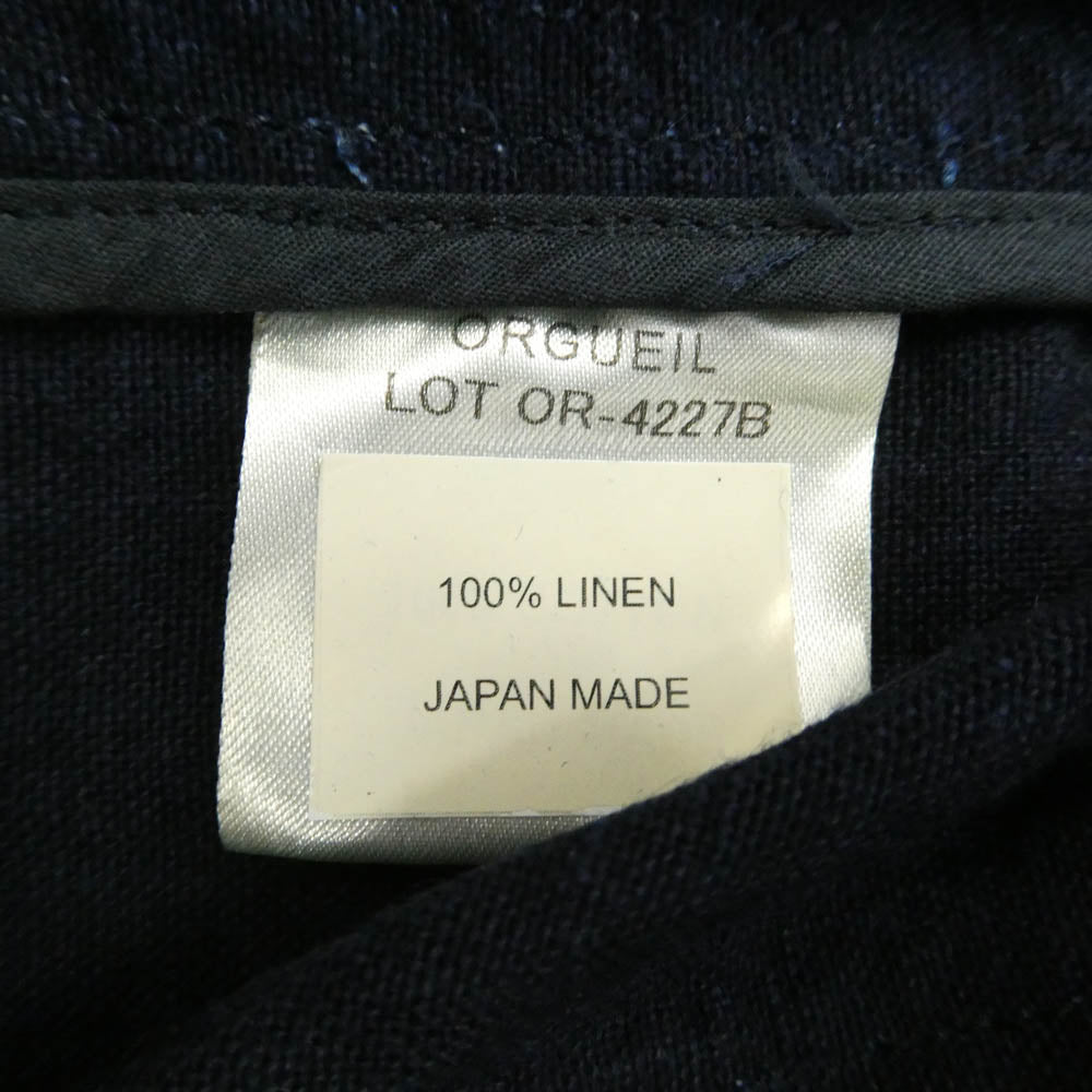 ORGUEIL オルゲイユ OR-4227B Indigo Linen Sack Jacket インディゴ リネン サック テーラード ジャケット ネイビー系 44【中古】