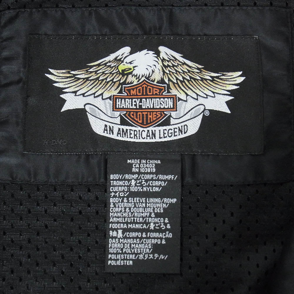 HARLEY DAVIDSON ハーレーダビッドソン 袖ロゴ バックスカル ライディングジャケット ブルゾン ブラック系 M【中古】
