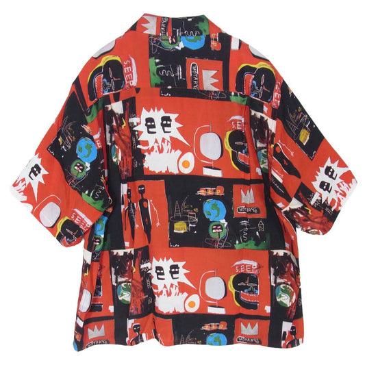 WACKO MARIA ワコマリア 26SS BASQUIAT-WM-HI26 x JEAN-MICHEL BASQUIAT ジャン=ミシェル・バスキア S/S HAWAIIAN SHIRT 半袖 ハワイアン アロハシャツ レッド系 M【美品】【中古】