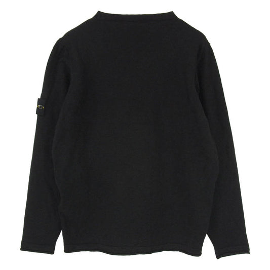 STONE ISLAND ストーンアイランド ロゴワッペン付き クルーネック ニット セーター ブラック系 XL【中古】