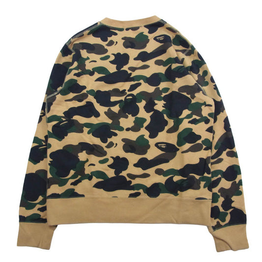 A BATHING APE アベイシングエイプ 1ST CAMO ファーストカモ イエローカモ 総柄 クルーネック スウェット ベージュ系 M【中古】