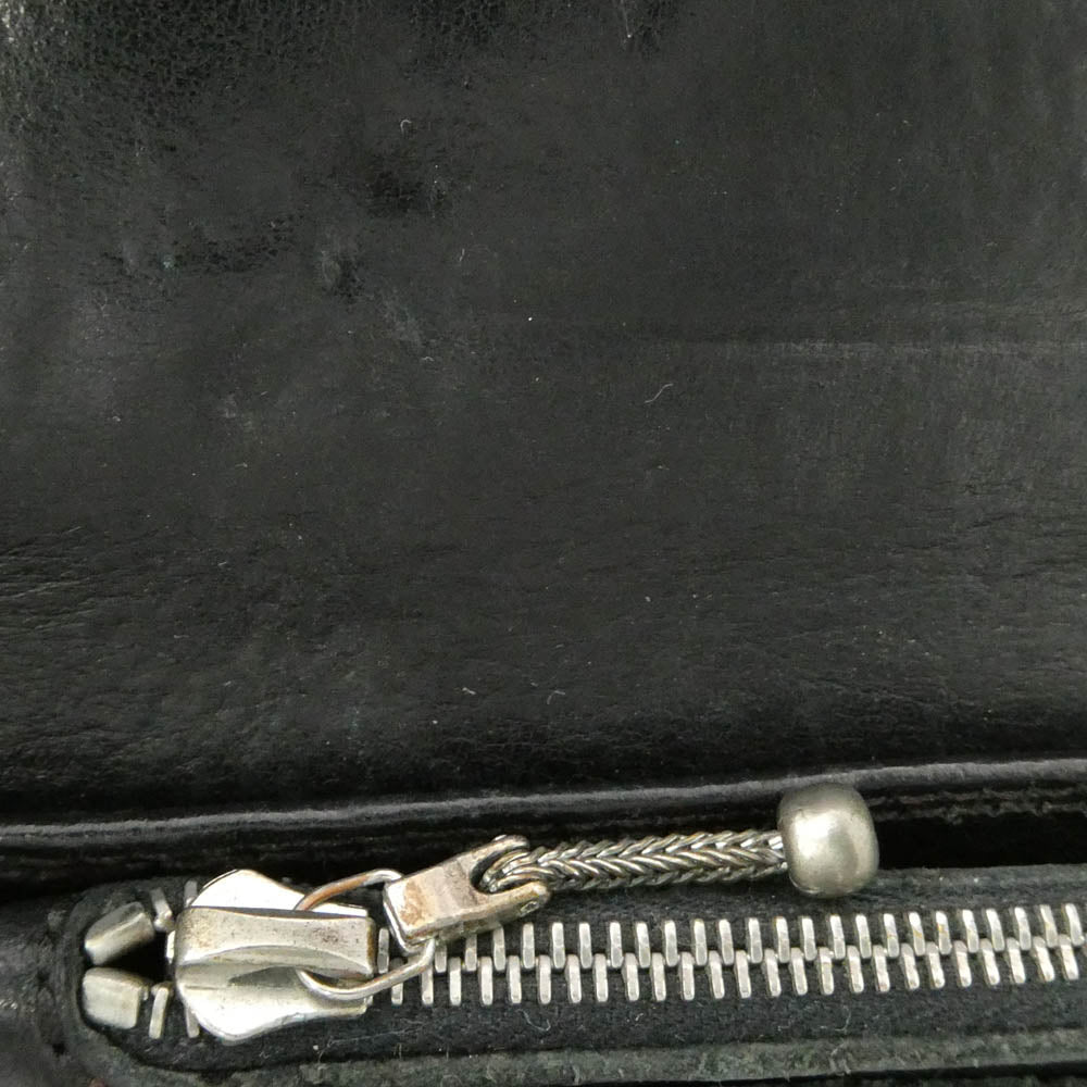 CHROME HEARTS クロムハーツ(原本無) 1ZIP クロスボールボタン レザーウォレット 二つ折り財布 ブラック系【中古】