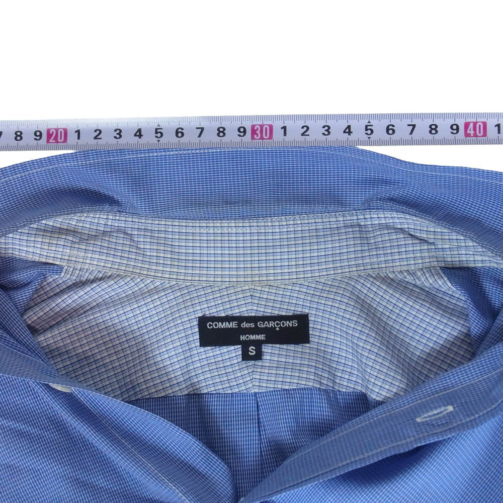 COMME des GARCONS HOMME コムデギャルソンオム 12AW HJ-B007 チェック 綿ブロード 長袖 シャツ ライトブルー系 S【中古】