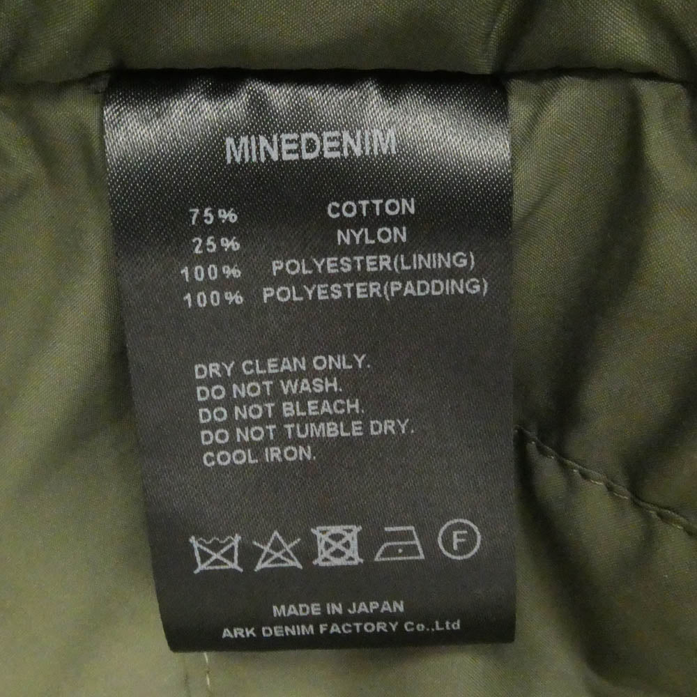 MINEDENIM マインデニム 2411-9003-42-022 Nylon Denim Long Padded CT キルティングライナー付属 中綿 パデッド ロング コート モスグリーン系 3【中古】