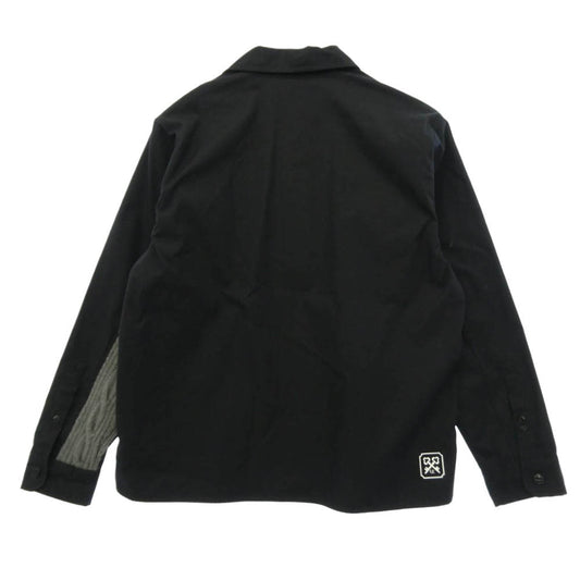 uniform experiment ユニフォームエクスペリメント UE-212014 SLEEVE PANELED DOUBLE POCKET BIG SHIRT ニット切替 ダブルポケット ビッグ 長袖 シャツ ブラック系【中古】