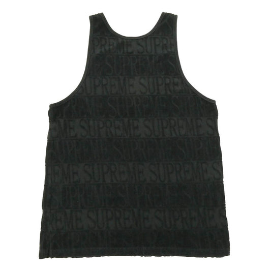Supreme シュプリーム 17SS ワングラム期 Logo Stripe Terry Tank Top パイル地 ロゴ ストライプ タンクトップ ノースリーブ トップス ブラック系 L【中古】