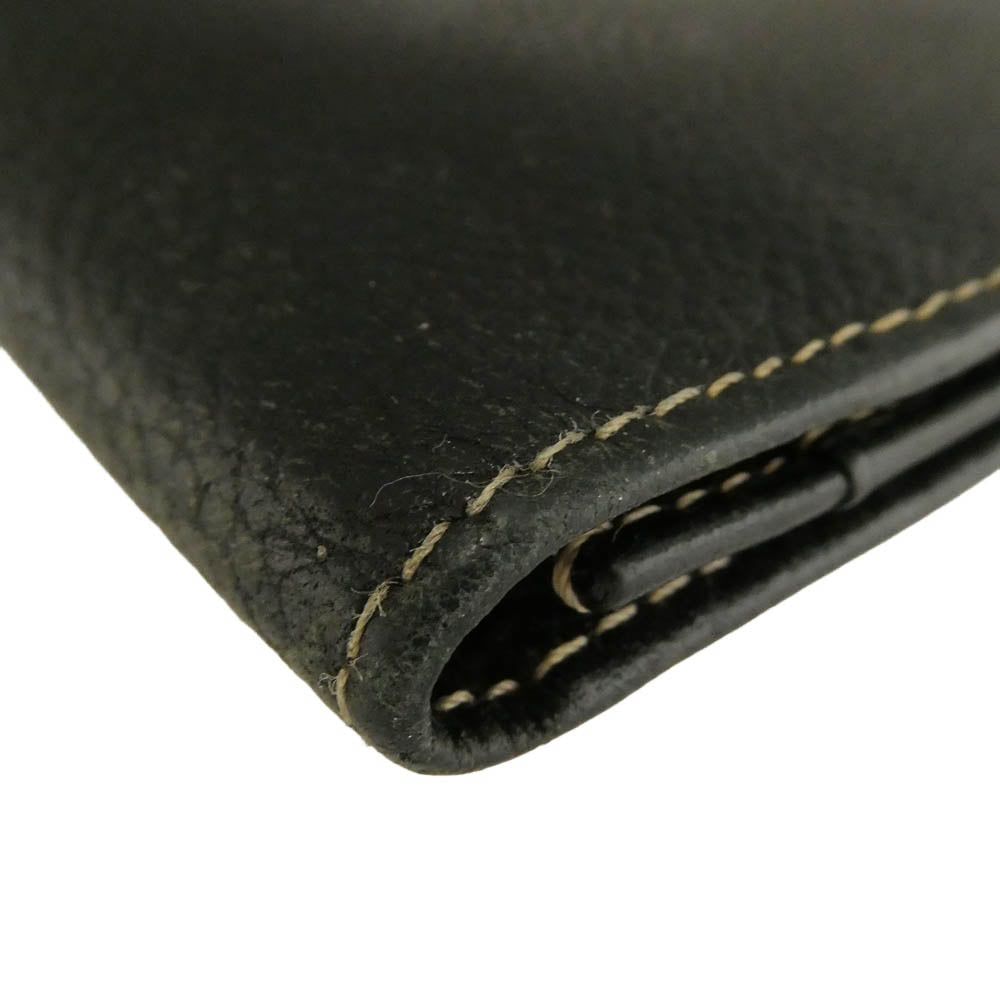 Dunhill ダンヒル ロゴ金具 レザー シボ革 折り財布 ロングウォレット 札入れ ブラック系【中古】