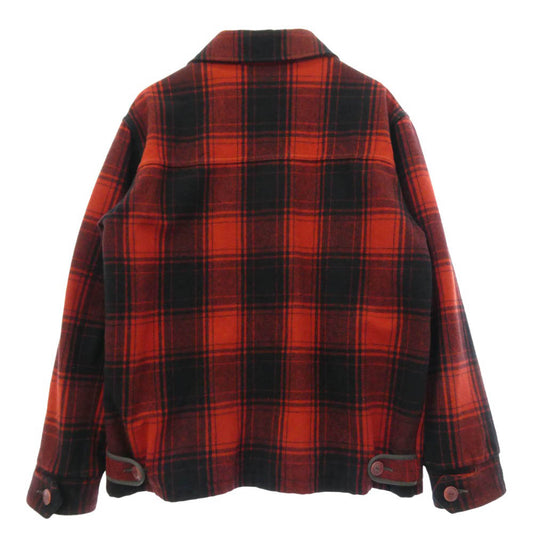 THE FLAT HEAD ザフラットヘッド チェック ウール スポーツ ジャケット レッド系 36【中古】