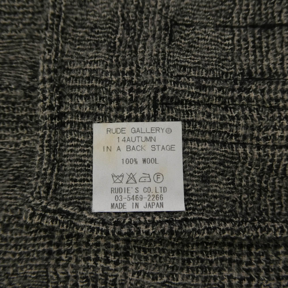 RUDE GALLERY ルードギャラリー 14AW ウール100% チェック ストール マフラー グレー系【中古】