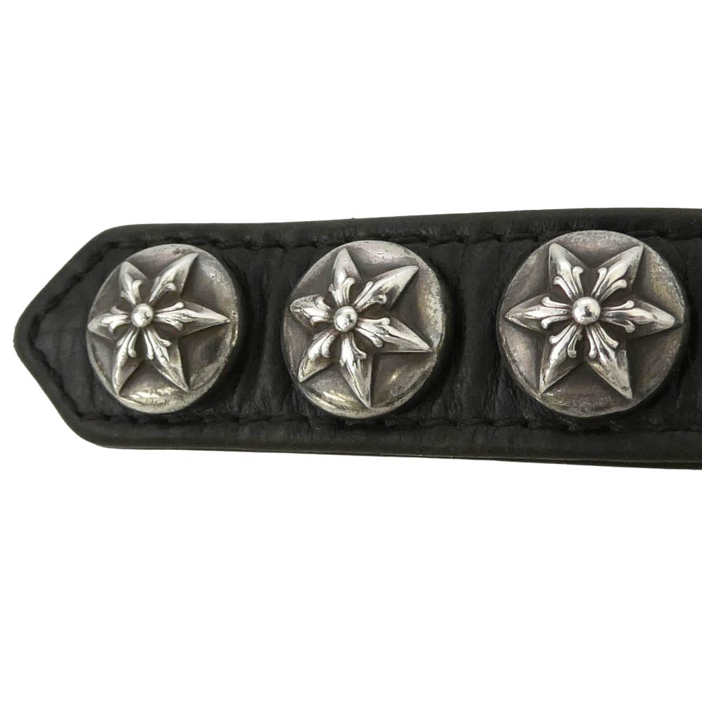 CHROME HEARTS クロムハーツ(原本無) 3BTN 2SNP STAR 3ボタン 2スナップ スター レザー ブレスレット ブラック系【中古】