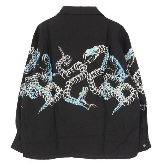 WACKO MARIA ワコマリア 25AW 25FW-WMS-HI04 HAWAIIAN SHIRT L/S ハワイアン 長袖 シャツ ブラック系 S【極上美品】【中古】