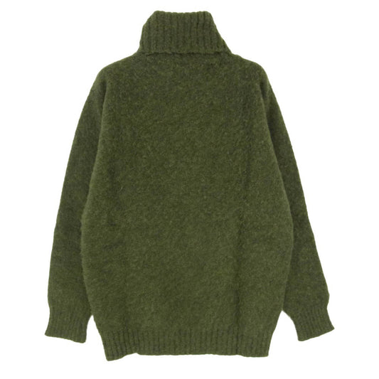シェットランドウーレン タートルネック ウール イギリス製 ニット セーター グリーン系 S【極上美品】【中古】