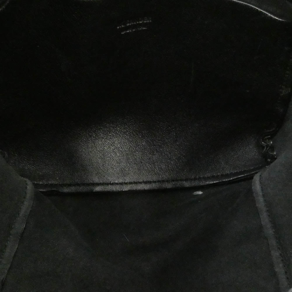 JIL SANDER ジルサンダー イタリア製 ロゴ型押し オールレザー ドローストリング ショルダーバッグ ポーチ ブラック系【中古】