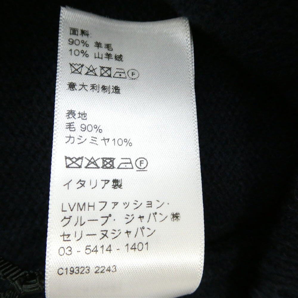 CELINE セリーヌ 2AC87048T エディ期 ウール カシミヤ混 トリオンフ プルオーバー セーター ニットパーカー フーディー ネイビー系 S【新古品】【未使用】【中古】