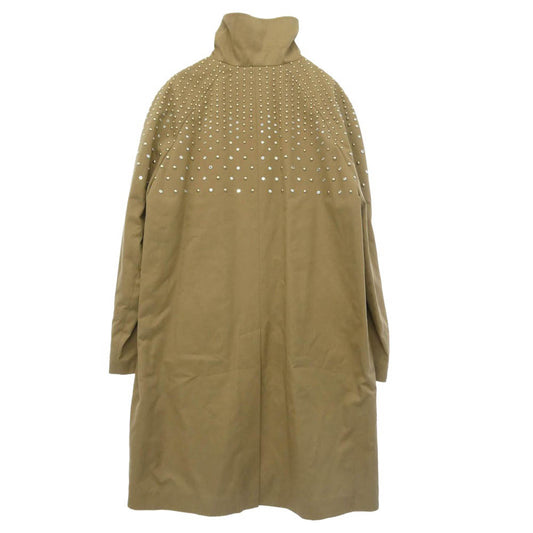 CELINE セリーヌ 22AW 2M967004N Hedi Slimane Archive エディ期 Stand Collar Technical Cotton Coat スタンドカラー スタッズ マックコート ラインストーン ロングジャケット ベージュ系 46【新古品】【未使用】【中古】