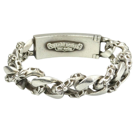 CHROME HEARTS クロムハーツ(原本無) フローラルクロスID ファンシーリンク ブレスレット 13LINK シルバー系【中古】