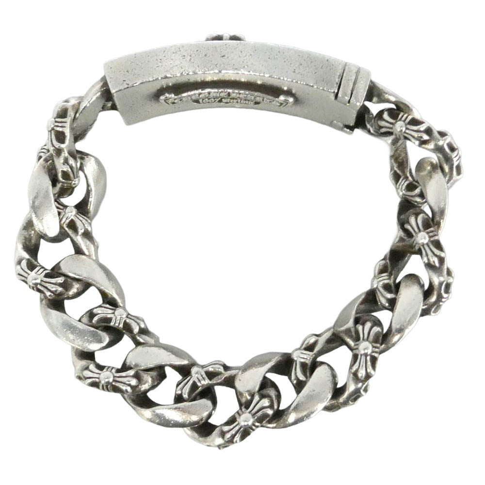CHROME HEARTS クロムハーツ(原本無) フローラルクロスID ファンシーリンク ブレスレット 13LINK シルバー系【中古】