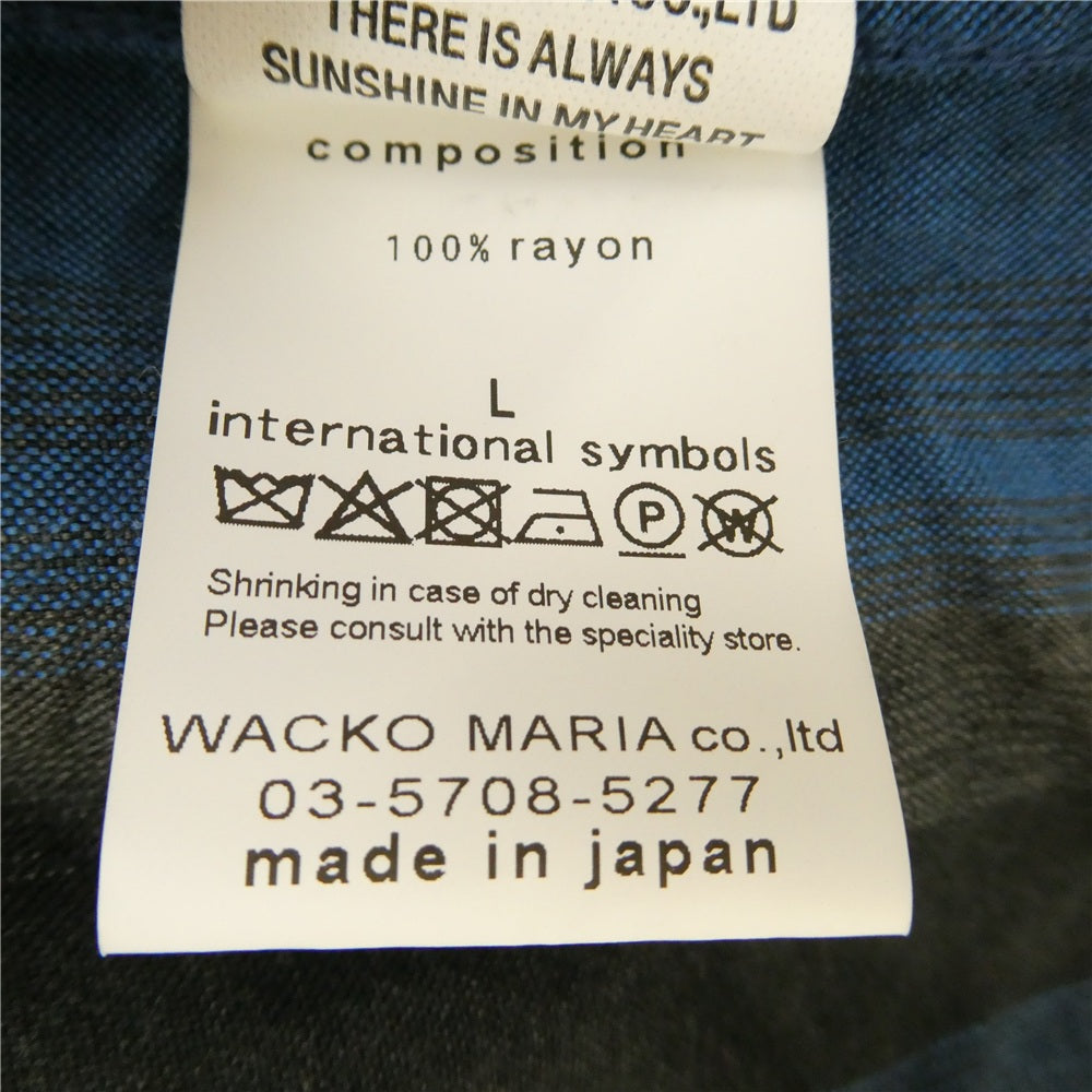 WACKO MARIA ワコマリア 26SS 26SS-WMS-OC13 OMBRE STRIPED OPEN COLLAR SHIRT L/S オンブレ ストライプ オープンカラー レーヨン 長袖 シャツ ブルー系 L【中古】