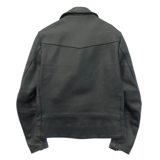 トリプルシックス STEER HIDE ステアハイド サイドベルト ダブル ライダース レザー ジャケット ダークネイビー系 36【中古】