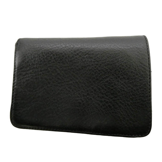 CHROME HEARTS クロムハーツ(原本無) JOEY ジョーイ スクロールラベル レザー ウォレット 財布 ブラック系 シルバー系【美品】【中古】
