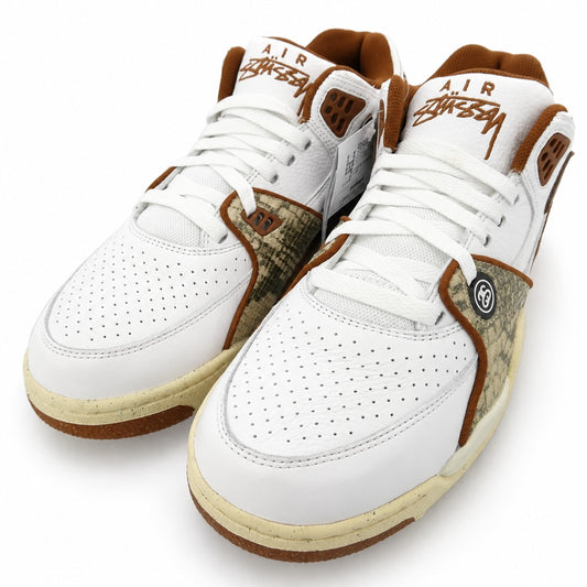 STUSSY ステューシー NIKE ナイキ FD6475-100 × Nike Air Flight 89 Low SP ナイキ エアフライト89 ロー SP スニーカー ホワイト系 ブラウン系 26.5cm【新古品】【未使用】【中古】