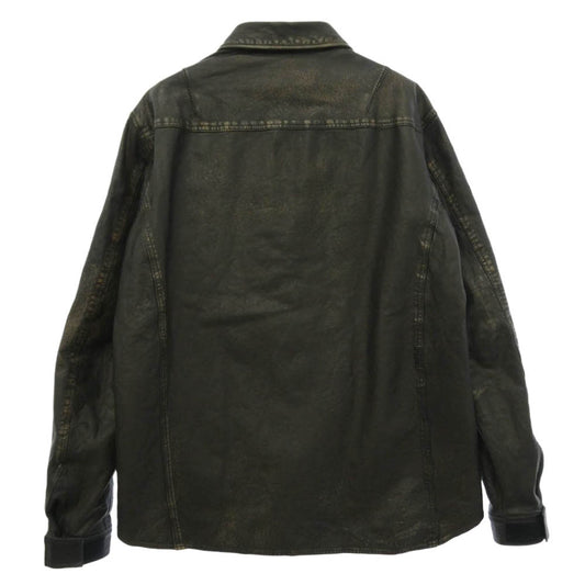 ISAMUKATAYAMA BACKLASH イサムカタヤマバックラッシュ 2147-02 JAPAN STEER WHITE MIMOSA TANNED GARMENT-DYED SHIRT ミモザ タンニン ガーメントダイ 染め レザー シャツ ブラック系 M【中古】