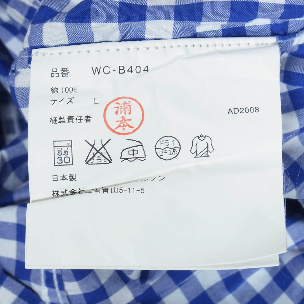 JUNYA WATANABE COMME des GARCONS MAN ジュンヤワタナベコムデギャルソンマン Brooks Brothers ブルックスブラザーズ WC-B404 × Brooks Brothers ブルックスブラザーズ AD2008 ギンガムチェック 長袖 シャツ ブルー系 L【中古】