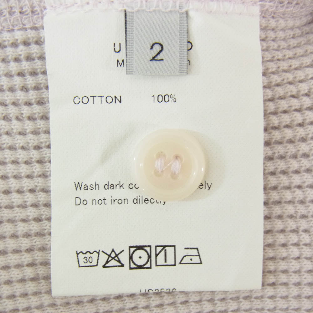 UNUSED アンユーズド US2539 Long-sleeve henry neck waffle T-shirt ロングスリーブ ヘンリーネック ワッフル 長袖 Tシャツ カットソー ピンクグレー系 2【中古】