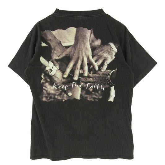 ヴィンテージ 90s USA製 BON JOVI ボンジョヴィ Keep the Faith Tシャツ BROCKUMタグ ブラック系 L【中古】