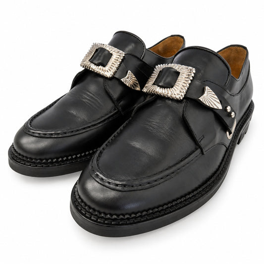 TOGA トーガ 22SS AJ1174 BLACK HARD LEATHER ブラック ハード レザー ローファー シューズ ブラック系 41【中古】