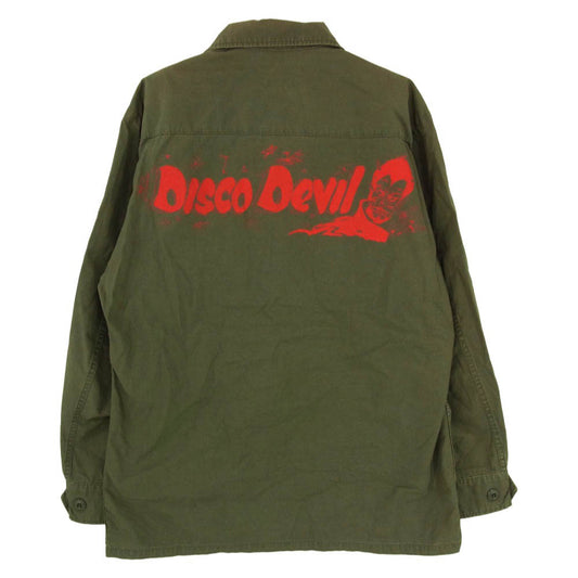 WACKO MARIA ワコマリア FATIGUE JACKET バックプリント DISCO DEVIL ロゴプリント ファティーグ ミリタリー ジャケット カーキ系 S【中古】