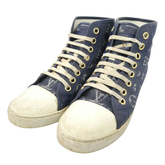 LOUIS VUITTON ルイ・ヴィトン ステラーライン モノグラム ハイカット スニーカー ブルー系 ホワイト系 38【中古】