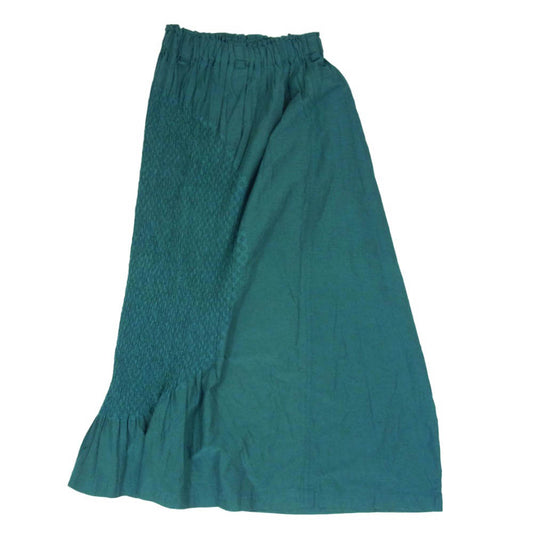 ISSEY MIYAKE イッセイミヤケ IM13-FG008 RIZE skirt シャーリング 変形 ロング スカート グリーン系 2【中古】