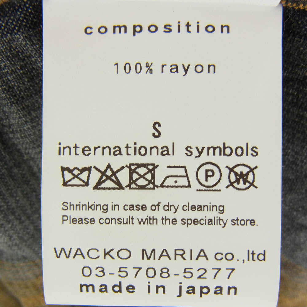 WACKO MARIA ワコマリア 26SS-WMS-OC09 OMBRE CHECK OPEN COLLAR SHIRT S/S ( TYPE-1 ) オンブレ チェック レーヨン オープンカラー 開襟 半袖 シャツ ブラウン ブラウン系 S【美品】【中古】