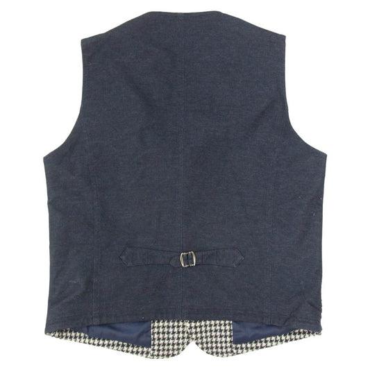 ミツミネ Harris Tweed ハリスツイード ジレ ベスト ハウンドトゥース 千鳥格子 ネイビー系 L【中古】