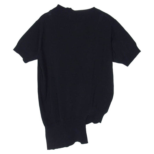 Y's Yohji Yamamoto ワイズ ヨウジヤマモト YS-K79-246 RISMAT by Y's リスマットバイワイズ アシンメトリー 半袖 ニット カットソー ブラック系 2【中古】