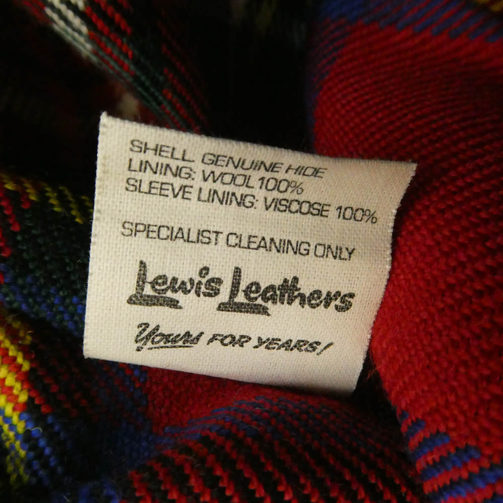 Lewis Leathers ルイスレザー CYCLON サイクロン タイトフィット ホース レザー ダブルライダース ジャケット タータンチェック ライニング ブルー系 36【中古】