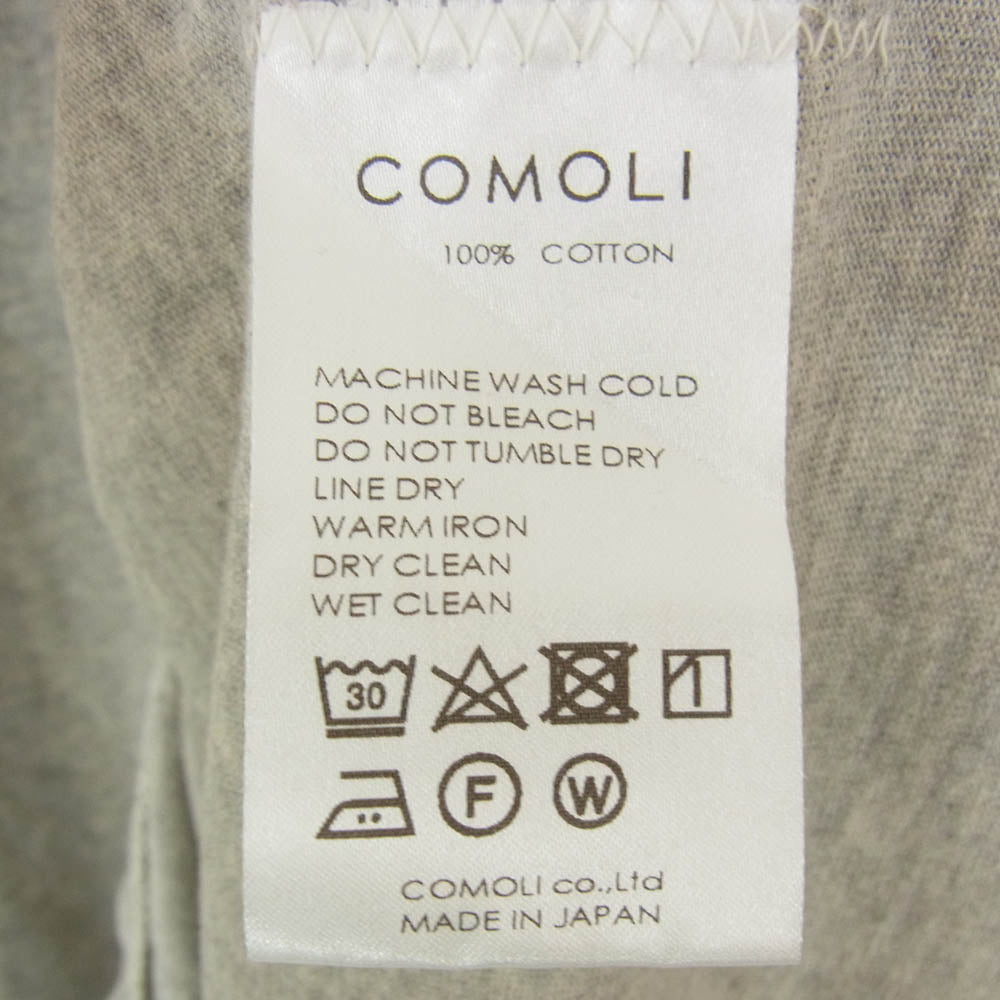 COMOLI コモリ 21SS T01-05004 空紡天竺 長袖 ロングスリーブ クルー Tシャツ カットソー グレー系 1【中古】